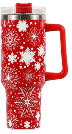 40oz Mug Isotherme, Mug Isotherme Sans BPA 1200ml pour Noël Thermos Café avec poignée Tasse à Café Acier Inoxydable, Travel Mug Tumbler Gobelet Isotherme de Voyage pour Boissons Chaudes et Froides (B)