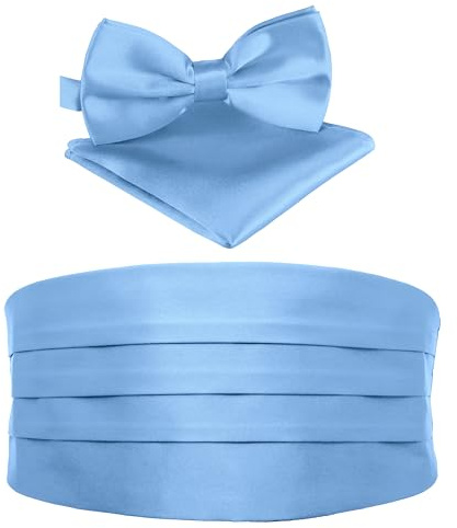 BomGuard Ceinture de smoking homme – Lot de 3 – Bleu clair