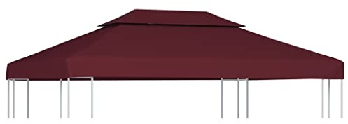 Mokuyary Reservöverdrag för trädgårdspaviljong ersättningsöverdrag för paviljongtak antik lusthus övre skydd 2 nivåer vinröd 310 g/m² 4 x 3 m