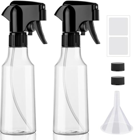 Hokretme Plastic Spray Bottles 350ml/12oz Continuous Spray Bottle Mist Spraying Heavy Duty Empty Water Spray Bottles for Hair, Cleaning Solutions, Plants，Essential Oils 2 Pack (Clear-2pcs)
