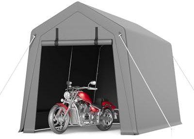 7 x 8 x 15 ft Heavy-Duty Outdoor Storage Shed Tent with Waterproof Tarp, Portable Carport Garage Shelter with Roll-Up Zipper Door & Vents for Motorcycle, Bike, Lawn Mower, Garden Tools