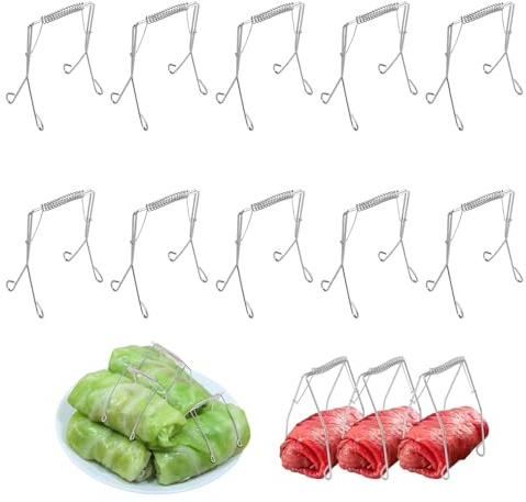 HRMGJH 10 fermagli riutilizzabili in acciaio inox antiruggine, spilli per involtini, sono alternative perfette a morsetti per tapparelle o bastoncini per burrito e adatti per involtini e spiedini per
