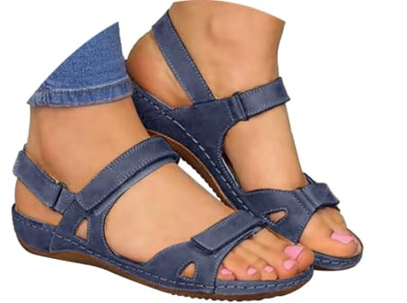 Sandals for Women Orthopedic Summer Wedge Women's Sandals & Slides Beach Wide Fit Arch Support Ladies Beach Shoes Platform Slip on Closed Toe Casual Womens Sandal for Walking Traveling or Parties