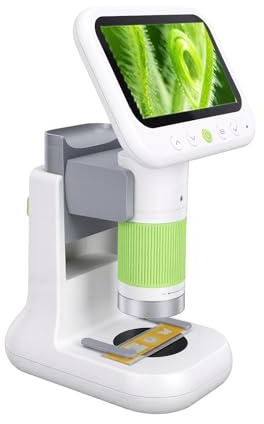 Sorandy Microscope Numérique, Microscope USB Portable 2 en 1 et Support avec écran LCD 4,3 Pouces 1080P, Grossissement 50X à 500X, Double Lumières LED, 5 Diapositives et Carte Mémoire de 8 Go, Idéal