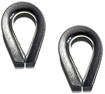 US STAINLESS 2 Pieces Stainless Steel 316 3/8 (10mm) Wire Rope Thimbles Heavy Duty Marine Grade for Rope Size 3/8