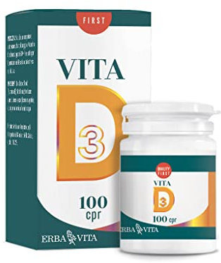 ERBA VITA Integratore Alimentare Vitamina D Vegan, Capsule in Pilloliera, 100 Compresse