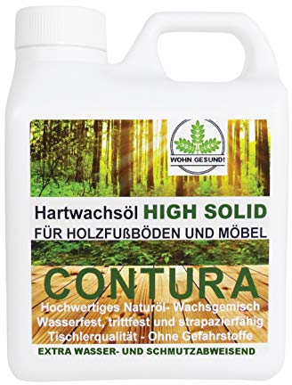 1 Liter Contura HARTWACHSÖL Premium High Solid Holzöl Parkettöl Fussbodenöl Möbelöl Wachs Holzwachs Farblos anfeuernd Hartöl Holzschutz