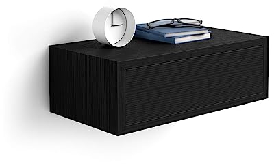 MOBILI FIVER, Mesita de Noche Riccardo, Color Madera Negra, Aglomerado y Melamina, 45 cmx25 cmx15.5 cm, mesita de Noche para Salon y habitación, Made In Italy