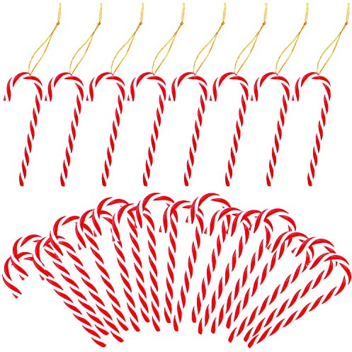 Gudotra 24 Pezzi Bastoncini di Zucchero Natalizi Addobbi Natalizi Albero di Natale Decorazioni Albero di Natale
