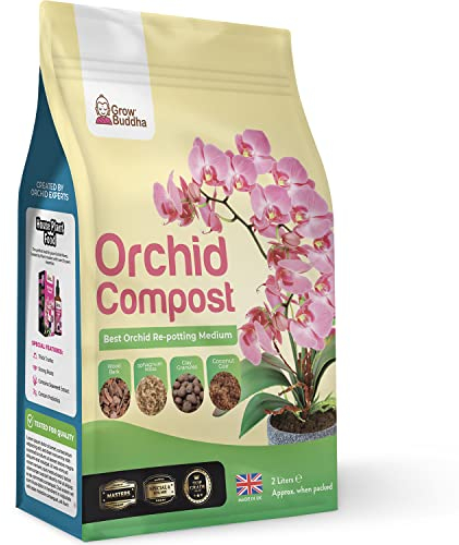Professional Orchid Potting Mix Compost - 2 Litres | Fast Growth, Strong Root, Long-Blooming Re-Potting Mix for Beautiful Plants - Suitable for All Orchid Varieties