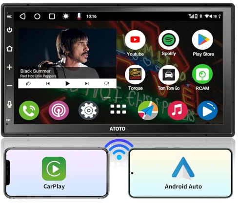 ATOTO A6PF 2G+32G Android Autoradio 2 DIN, DAB+ Radio Bluetooth 7 Pollici QLED Touchscreen, Wireless CarPlay e Android Auto Senza fili, Tethering WiFi/BT/USB, GPS, Mirror Link, 36EQ DSP, A6G2B7PF