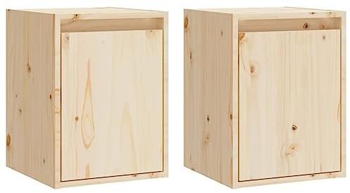 vidaXL 2X Wandschrank Hängeschrank TV Schrank Holzschrank TV Möbel Regal Aufbewahrung Wohnzimmer Bücherschrank 30x30x40cm Massivholz Kiefer