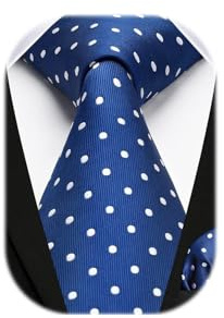 HISDERN Corbatas Azul Hombre Modernas Conjunto Corbata y Pañuelo Lunares Corbatas Elegante Boda Business
