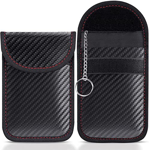 Faraday Pouch for car Keys,2 Pack Faraday Pouch Bag Car Key Signal Blocker Pouch,RFID Signal Blocking Pouch with Keyring for Car Security,Keyless Fob Protector, Anti-Theft Remote Entry Keyless Protect