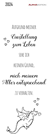 Typo 2024 - Lesezeichenkalender 5,5x16,5 cm - Sprüchekalender - schwarz-weiß - Lesehilfe - Alpha Edition