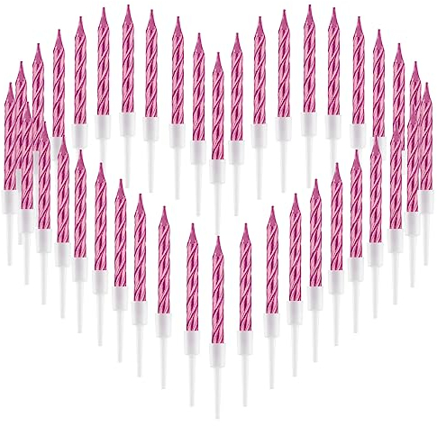 FIHODONE 40 Stücke Geburtstagskerzen, Spiral Kerzen Geburtstag für Torte，Kerzen Deko Geburtstag Mädchen Junge, Geburtstagsdeko Hochzeit Party Kuchen Dekorationen (Rose gold)