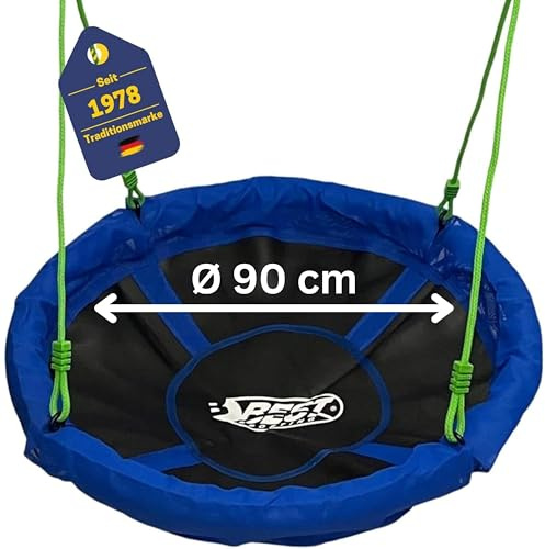 Best Sporting Nestschaukel I Gartenschaukel Ø 60, 80, 90, 100 oder 110 cm I Bis 150 kg belastbar I Höhenverstellbar 105-180cm I Nestschaukel Outdoor I Gartenschaukel Kinder I Größe Ø 90