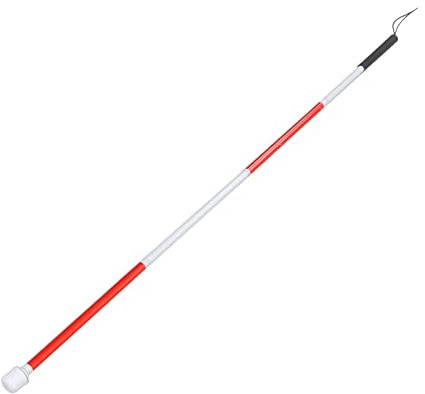 Qukaim Bastone da passeggio pieghevole, manico antiscivolo, alluminio leggero, mobilità ipovedenti, rosso e bianco