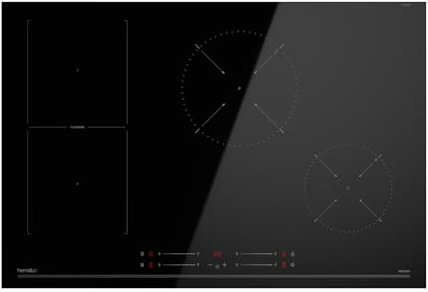 Hermitlux Plaque à Induction 4 Feux Encastrable, 77 cm, 7000W, Flex Zone, 9 Niveaux de Puissance, Fonction Booster, Minuteur, Verrouillage Enfants