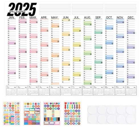 2025 Wall Planner – Wall Calendar & Planner, 74.2 * 52.5cm Wall Planners, Ideal for Annual Planning in Homes, Offices, and Workplaces
