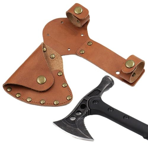 in pelle Tomahawk - Protezione per lama Tomahawk, fondina per ascia per escursionismo e campeggio | per ascia in finta pelle per uso esterno, protezione per la testa 'accetta,