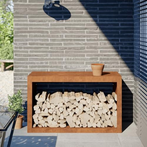 BOWEKAM Hem & Trädgård Vedställ 100 x 40 x 60 cm Corten Stål-Möbler Val