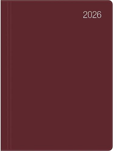 Zettler Taschenkalender 1T/1S bordeaux 2026 – Timer 10 × 14 cm, 1 Tag pro Seite, flexibler Kunststoffeinband, FSC-zertifiziert