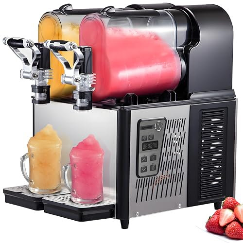 Furvveerr Máquina de Granizado 2x3L Máquina Comercial de Bebidas y Batidos,Máquina para Derretir Nieve de Doble Cilindro,Máquina de Granizado de Bebidas Congeladas Profesional de Doble Tanque,370W