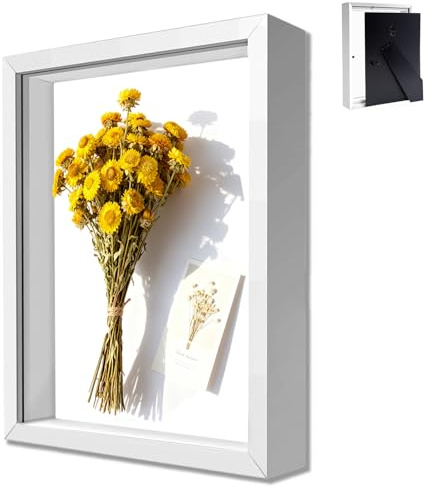 Yudobliss 3D Marco de Fotos, Marco de Fotos Profundo para Rellenar 21 x 30 cm, Marco de fotos 3D para Rellenar, marco de Objetos 3D más Profundo 3cm, Apto para Paredes y mesas, Blanco