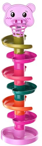 Giocattolo per bambini con rampa per palline - 17,13x5,51x5,51 in Pista da corsa con rampa | Giocattolo sensoriale, gioco di scivoli con palline impilabili per 1-3 anni, pista impilabile da lanciare