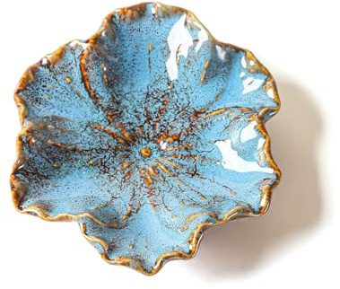 Lkw Ogechi Plat à Bijoux en Céramique, Plateau à Bijoux en Forme de Fleur, Coupelle Bibelots en Céramique, Plateau Décoratif pour Bagues, Boucles D'oreilles, Clés et Petits Objets