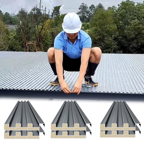 Paneles para Tejado Panel de Techo de 6 Piezas con Ranuras Trapezoidales, Revestimiento de Techo Aislante, Tablero a Prueba de Viento, Reemplazo de Cubierta de Tejas(L-0.8m/2.6ft)