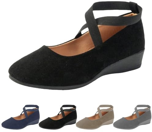 Ballerina skor dam sportig stängd platt sula halvskor lätta bekväma promenadskor halkfria slip-skor ortopediska damskor eleganta dansskor