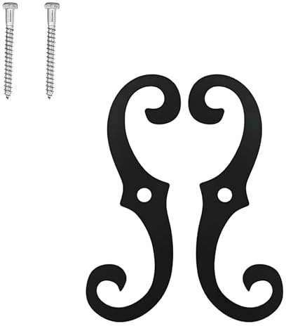 2 Stk. Fensterladen-Feststeller aus Gusseisen, Fensterladenhalter in S-Form, 16 x 5,5 cm Außen-Fensterladen-Feststeller, mit Schrauben, schwarz beschichtet, rost- und korrosionsgeschützt