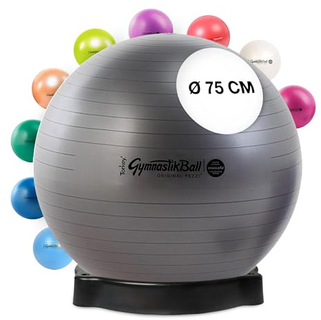 PEZZI Pezziball MAXAFE - Pelota de asiento (75 cm, con bandeja para pelotas), color gris