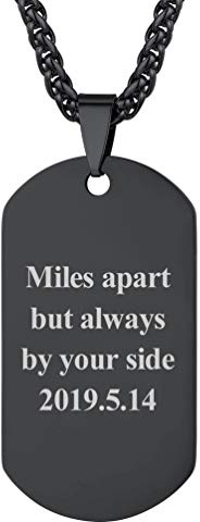 PROSTEEL Herren personalisiert Militärische Erkennungsmarke Lasergravur schwarz Edelstahl Dog Tag mit 60cm verstellbar Weizenkette einzigartiges für Geburtstag Vatertag