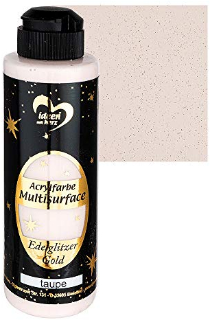 Ideen mit Herz Acrylfarbe Multisurface Edelglitzer | Universalfarbe auf Wasserbasis | mit edel schimmerndem Goldglitzer | 180 ml (taupe)