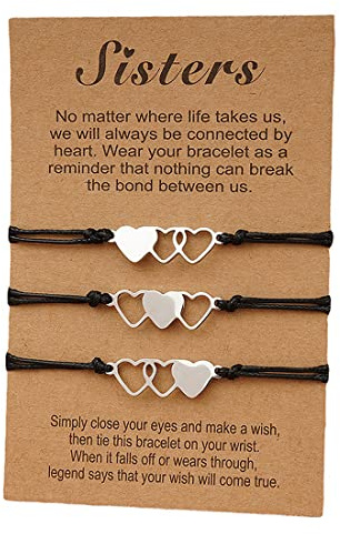 MenYiYDS 3 stycken vänskapsarmband önskearmband set armband bästa vän distans armband gåvor för kvinnor tonåringar män systrar (silver), 10 inch, Rostfritt stål