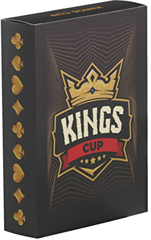 Kings Cup Drinking Game – Waterproof & Tearproof Cards with Rules on Every Card – Essential Party Game for Students, Pre-Drinks, Hen & Stag Dos – Luxury Black & Gold Deck (Classic Ring of Fire)