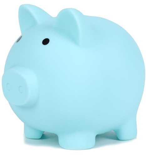H&W Blaues Sparschwein,Unzerbrechliches Sparschwein für Kinder,Niedliche Münzbank,Plastikspardose,Beste Geburtstagsgeschenke Heimdekoration