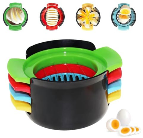 Coupe œufs, Coupe-œuf Empilable, Trancheuse D'oeufs in Acier Inoxydable 4 en 1, Coupe-œuf Multifonctionnel, Trancheur D'oeufs Pochés, pour œufs Durs, Fraises, Kiwi