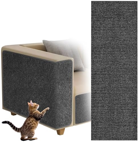 Tapis Griffoir pour Chat Auto-adhésif, CIYIN Tapis à Gratter Autocollant pour Chat, Climbing Cat Scratcher, DIY Trimmable Chats Grattoir, Protège Les Tapis et Canapés (Gris foncé, 30×100cm)