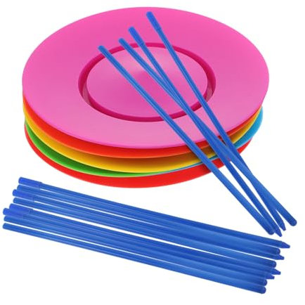 HEMOTON 6pièces Lot de Assiettes Rotatives avec Baguettes Accessoires pour Spectacles De Et Jonglerie Assiette