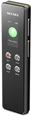 MECHEN 128GB Diktiergerät Digital, Tonaufnahmegerät, One-Touch-Aufnahme, Sprachsteuerung, 1536kbps Tragbares Voice Recorder mit Mikrofon, USB C, für Interviews/Klassen/Meeting (V01)
