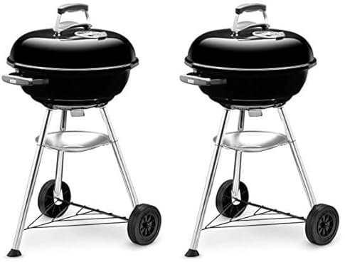 Weber Compact Kettle Barbacoa de carbón, superficie de la parrilla de Ø 47 cm, barbacoa con tapa y cuba esmaltadas en porcelana, soporte de tres patas y ruedas, rejilla cromada - Negro (1221004)