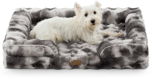 COZY KISS Orthopädisches Hundebett Ergonomisches Hundesofa - 91x68x17 cm Hundecouch mit Eierförmiger Kistenschaum für Große Hunde, Waschbar rutschfest Hundebetten,Grau mit Batikmuster（Lagerverkauf）