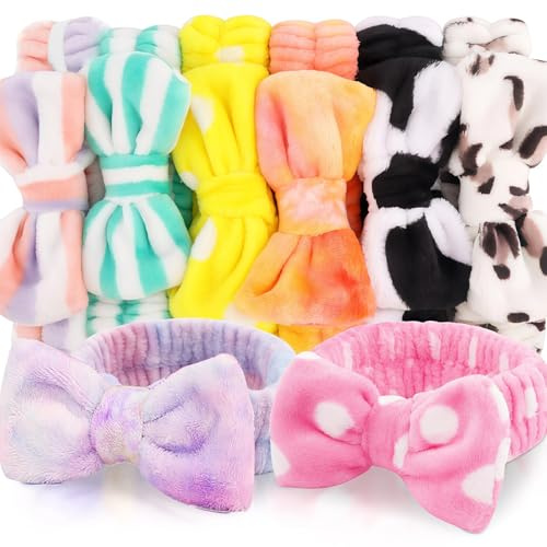 8 Pcs Spa Headband for Women Teen Girls, Skincare Headband for Face Wash, Makeup Headband for Christmas Gifts, Bulk Party Favours for Kids Adults (Vibrant Styles)