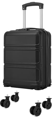 Kono 15 Inch Ryanair 40x30x20 Carry On Hand Luggage, Lightweight Hard Shell Cabin Bag, Small Suitcase with 4 Spinner Wheels (Black)