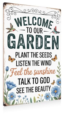 BEASTZHENG Cottagecore Garden Signs for Outside Decor Gifts Vintage Gardening Metal Tin Signs for Garden, Home, Greenhouse, Living Room, Bedroom, Yard, Outdoor Decor 8X12 Inch