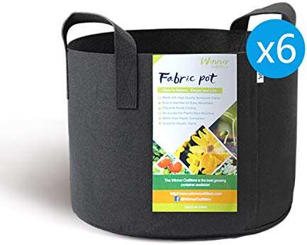 WINNER OUTFITTERS 6-Pack 7 Gallon Grow Bags/Aeration Fabric Pots with Handles
